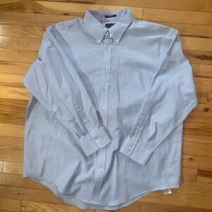 Lands' End Men's Light Blue Casual Button Down Shirt